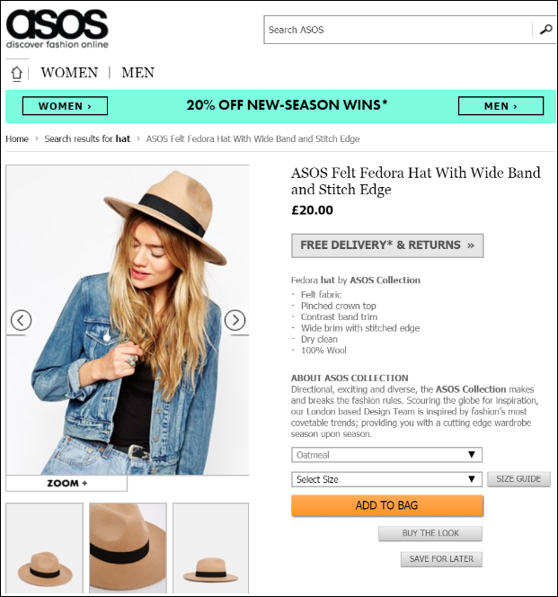 ASOS Felt Fedora